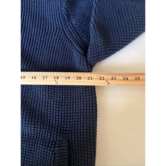 LL Bean Men's‎ Waffle Knit Full Zip Organic Cotton Sz XL Grandpa Navy Blue - Picture 7 of 13